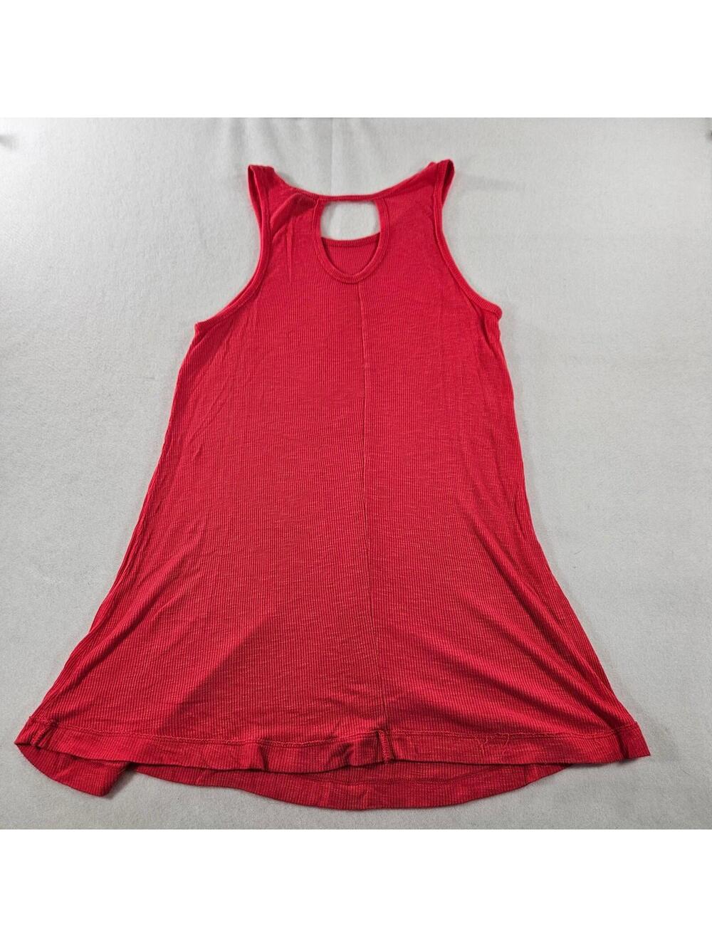 Rue21 Rue+ Plus Size 1X Red Ribbed Knit Trapeze Dress Keyhole Back Sleeveless